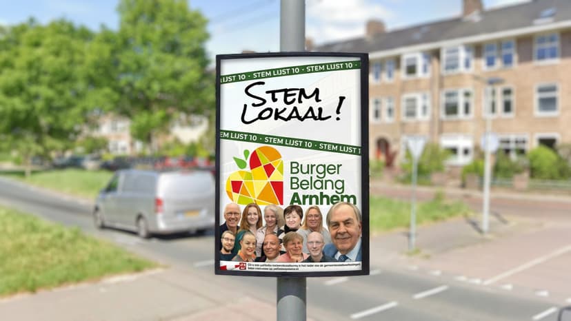 Verkiezingsposter BurgerBelang Arnhem Lijst 10